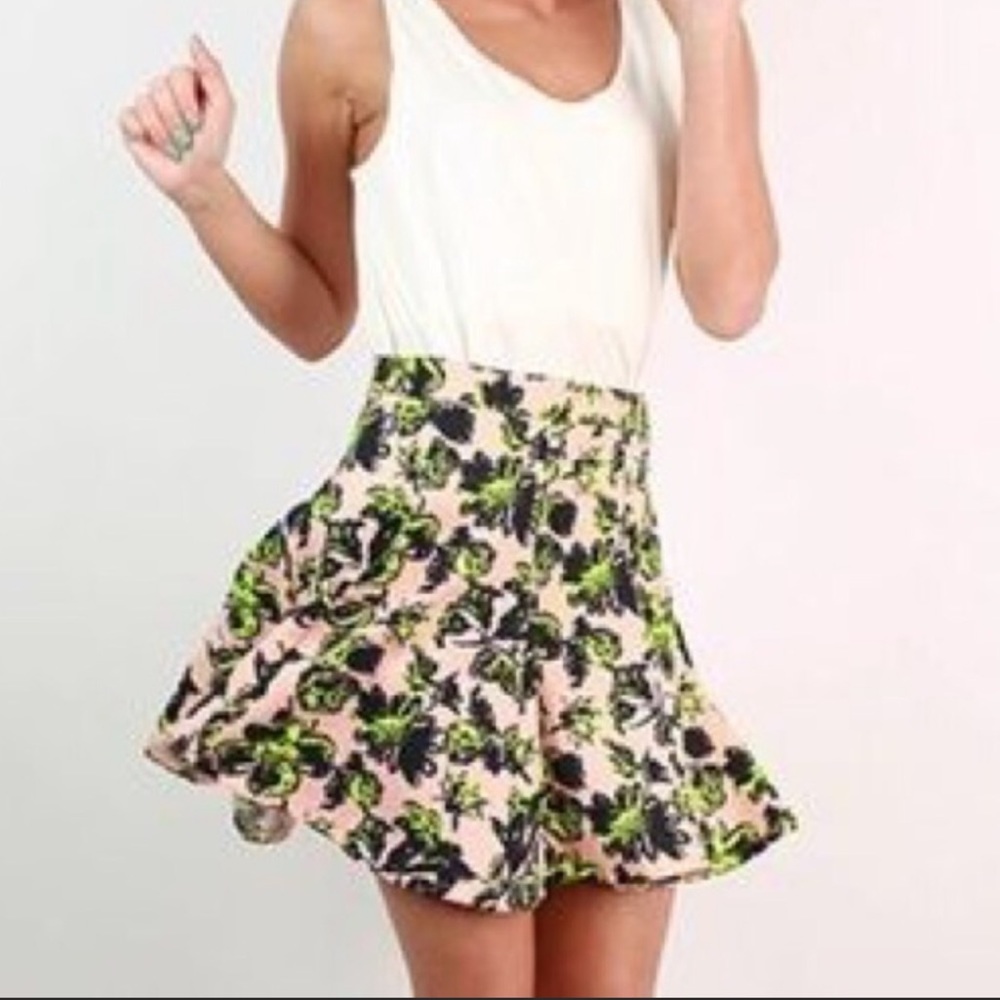 Lush Floral A Line Mini Skirt